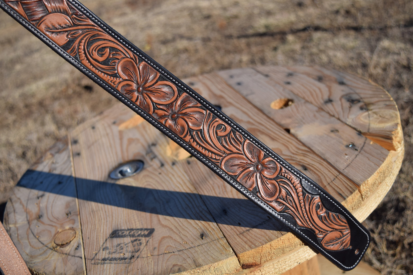 Floral Tooled Guitar Strap