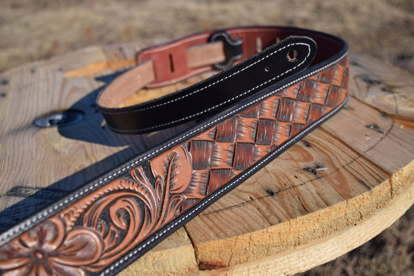 Floral Tooled Guitar Strap