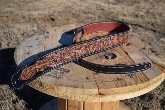 Floral Tooled Guitar Strap